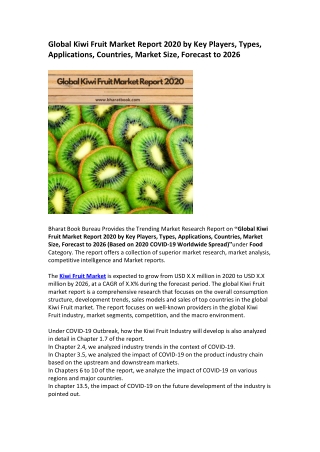 Global Kiwi Fruit Market Research Report 2020-2026