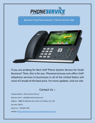 Business Voip Phone Service | Phone Service USA