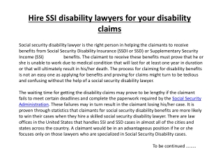 Hire SSI disability lawyers for your disability claims