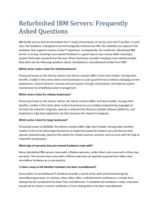 Refurbished IBM Servers: Frequently Asked Questions