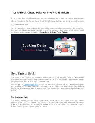 Tips to Book Cheap Delta Airlines Flight Tickets