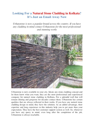 Looking For a Natural Stone Cladding in Kolkata? It’s Just an Email Away Now