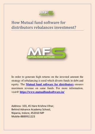 How Mutual fund software for distributors rebalances investment?