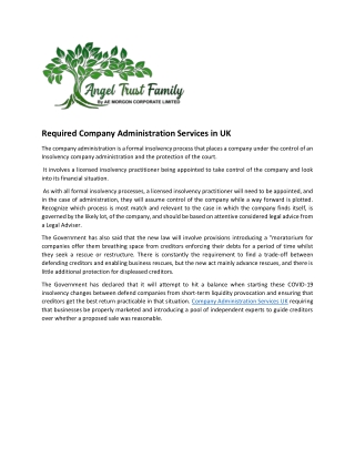 Required Company Administration Services in UK