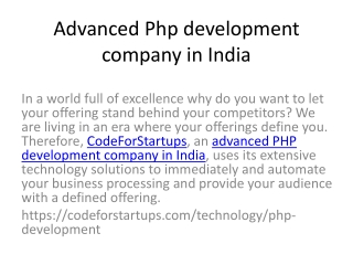 Advanced Php development company in India