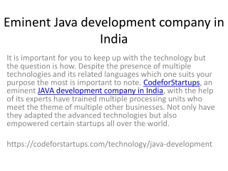 Eminent Java development company in India