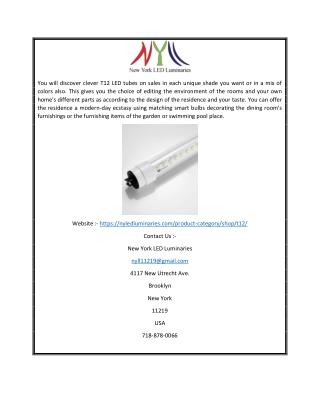 Top Plug and Play T12 LED Tubes at Nyledluminaries.com