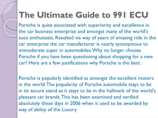 The Ultimate Guide to 991 ECU