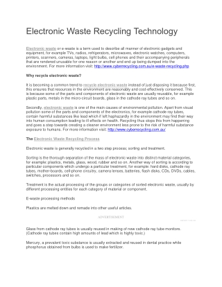 Electronic Waste Recycling Technology