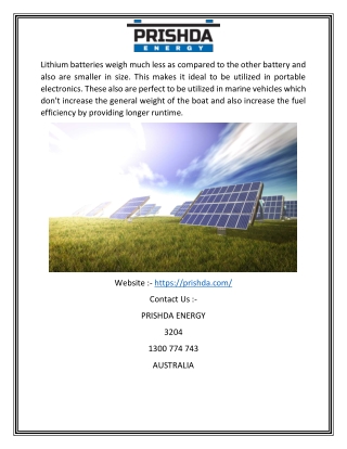 Lithium Iron Phosphate Battery Suppliers In Australia | Prishda.com