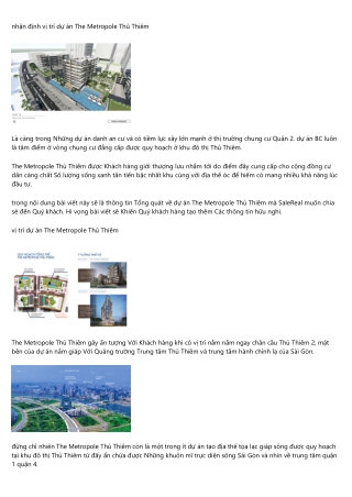 Những câu thường hỏi về The Metropole Thủ Thiêm