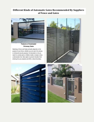 Different Kinds of Automatic Gates Recommended By Suppliers of Fence and Gates-converted