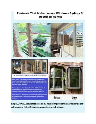 Features That Make Louvre Windows Sydney So Useful In Homes