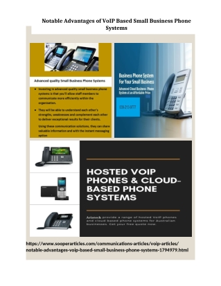 Notable Advantages of VoIP Based Small Business Phone Systems