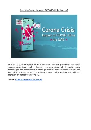 Corona Crisis: Impact of COVID-19 in the UAE