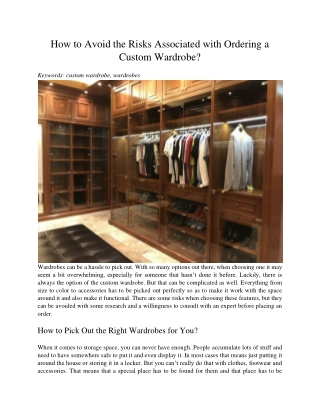 How to Avoid the Risks Associated with Ordering a Custom Wardrobe