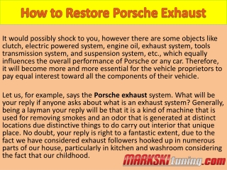 How to Restore Porsche Exhaust