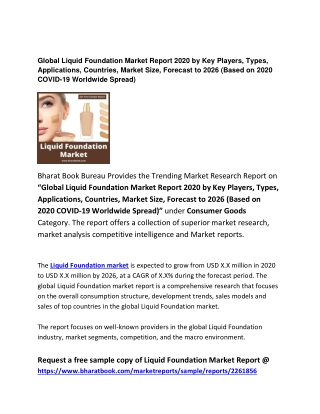 Global Liquid Foundation Market Report 2020 Industry: Revenue, Segment and Key Trends Analysis to 2026