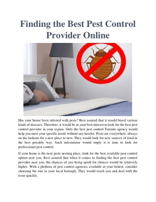 Finding the Best Pest Control Provider Online