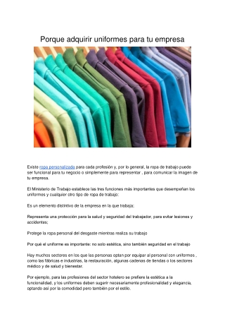 Porque Adquirir Uniformes Para Tu Empresa