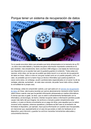 Porque tener un sistema de recuperación de datos
