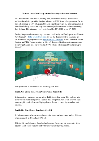Free Giveaway & 60% Off Discount - DRmare 2020 Xmas Party