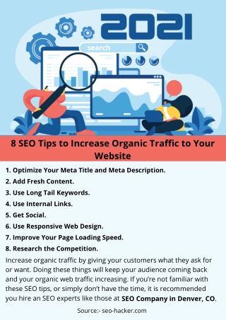 8 SEO Tips to Increase Organic Traffic to Your Website