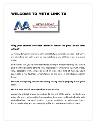 Why you should consider athletic fence for your home and office