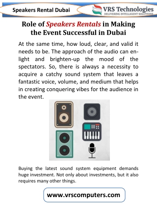 Role of Speakers Rental in Making the Event Successful Dubai