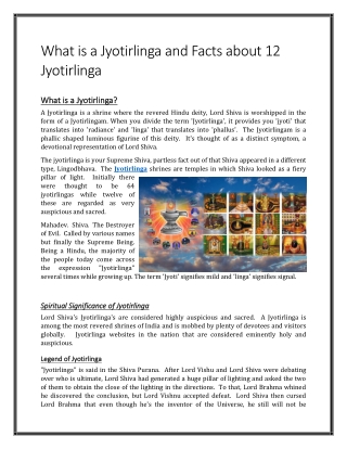 What is a Jyotirlinga and Facts about 12 Jyotirlinga