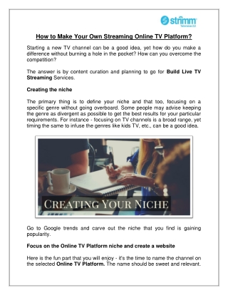 How to Make Your Own Streaming Online TV Platform?