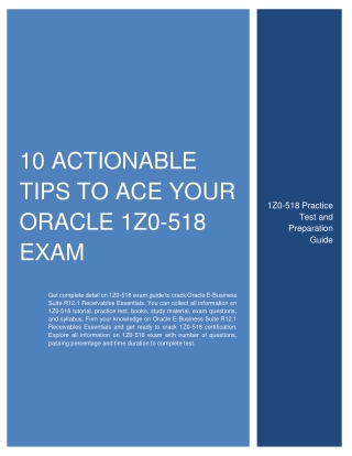 [BENEFICIAL] 10 Actionable Tips to Ace Your Oracle 1Z0-518 Exam