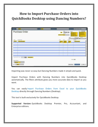 How to Import Purchase Orders into QuickBooks Desktop using Dancing Numbers?