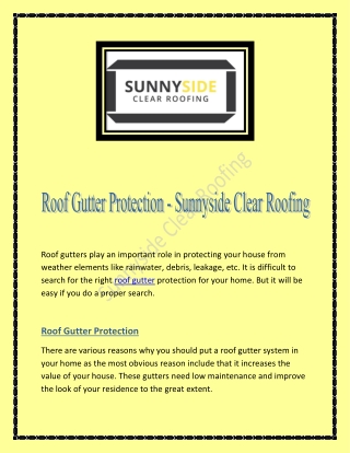 Roof Gutter Protection – Sunnyside Clear Roofing