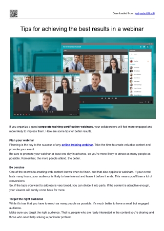 Tips for achieving the best results in a webinar by corporate training certification webinars