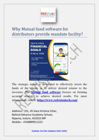 Why Mutual Fund Software Develops Strategic Report?