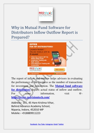 Why in Mutual Fund Software for Distributors Inflow Outflow Report is Prepared?