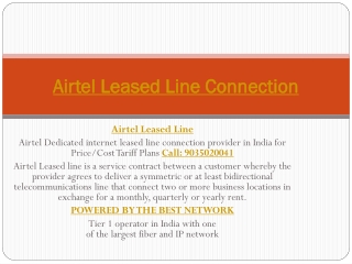 Airtel Leased Line Connection | Price/Cost and Tariff Plans | Call: 9035020041