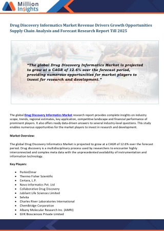 Drug Discovery Informatics Market