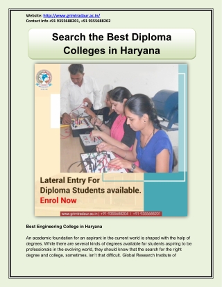 Search the Best Diploma Colleges in Haryana | GRIMT