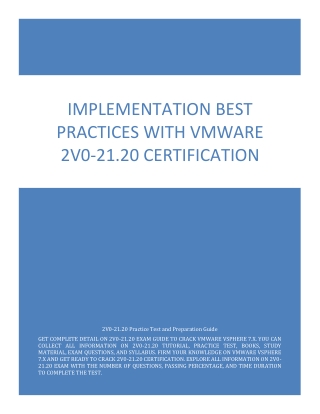 Implementation Best Practices with VMware 2V0-21.20 Certification