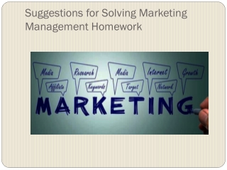 Suggestions for Solving Marketing Management Homework