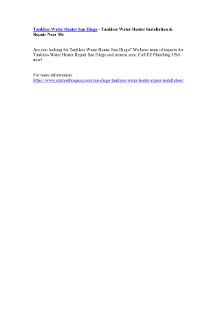 Tankless Water Heater San Diego - Tankless Water Heater Installation & Repair Near Me