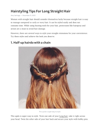 Hairstyling Tips For Long Straight Hair