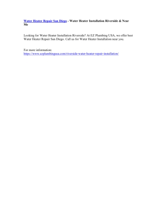 Water Heater Repair San Diego - Water Heater Installation Riverside & Near Me