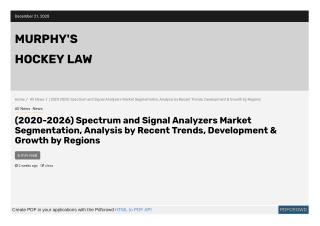 (2020-2026) Spectrum and Signal Analyzers Market Segmentation, Analysis by Recent Trends, Development & Growth by Region