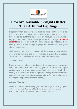 How Are Walkable Skylights Better Than Artificial Lighting?