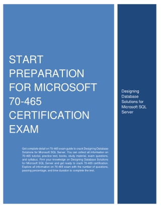 Start Preparation for Microsoft 70-465 Certification Exam