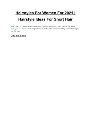 Hairstyles For Women For 2021 | Hairstyle Ideas For Short Hair