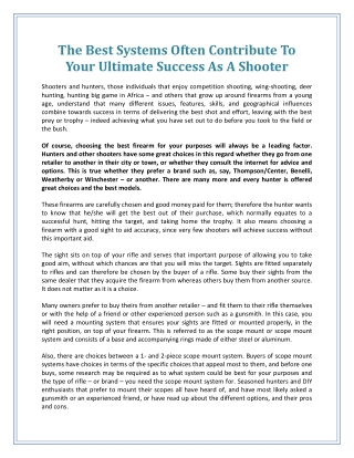 The Best Systems Often Contribute To Your Ultimate Success As A Shooter